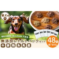 a960 ＜増粘多糖類・食品添加物不使用＞愛犬用無添加レトルトパック6種セット 計48袋(1袋約100g・合計約4.8kg)【Nフードサービス】姶良市 ドッグ フード パウチ 犬 ペット おやつ ごはん ご褒美 ペット関係 常温 常温保存