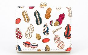 【文庫屋大関】三つ折りミニ財布　ピーナッツ【皮革工芸品】 ファッション 小物 民芸品 お札 カード 小銭 手のひらサイズ コンパクト 大人かわいい 牛革 手作り 国産 