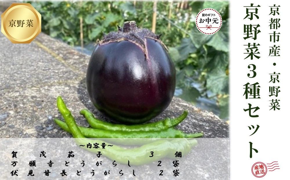 [先行予約・2026年7月発送]夏の京野菜「3種セット」賀茂茄子・万願寺とうがらし・伏見とうがらし 261009
