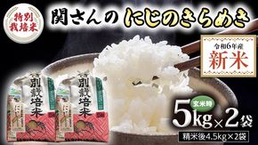 【精米日出荷】みずほの村市場牛久店 関さんの「 にじのきらめき 」4.5kg×2袋  ( 玄米時 1袋 5kg )  新鮮 米 特別栽培農産物 認定米 お米 白米 精米 令和6年産 新米 [AM161us]