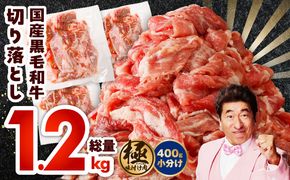 CFX0005 【3パック】味付け 黒毛和牛切り落とし 1.2kg 小分け 400g×3 訳あり 部位不揃い 特別寄附金額