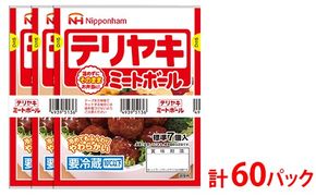 テリヤキミートボール70g（標準7個入）×3束×20袋 計4.2kg/60パック｜使い切り 小分け 朝食 昼食 お弁当 おかず 温めずにそのまま 日本ハム テリヤキ ミートボール ニッポンハム 日ハム ※沖縄・離島への配送不可