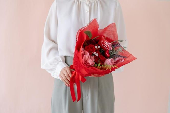 G1698m 【母の日】泉州タオルフラワー 花束アレンジ Mサイズ