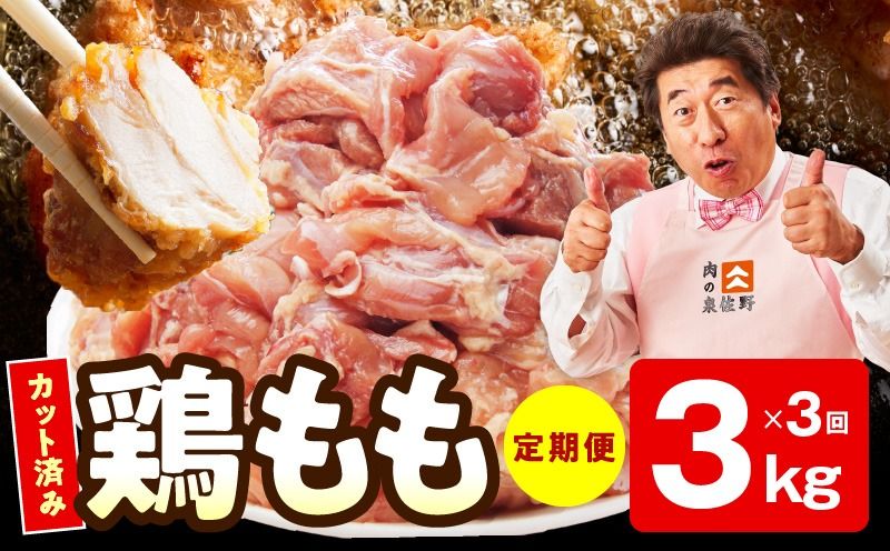 mrzZ040 [カット済み]国産 鶏もも肉 定期便 3kg 全3回[氷温熟成×極味付け 小分け とり もも 簡単調理 唐揚げ 親子丼 家計応援 毎月配送コース]
