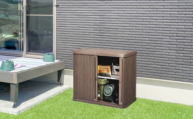 ミニロッカー ML-800PP アッシュブラウン 物置 屋外 小型  積み重ね 耐荷重100kg シャッター式 扉 開閉 スムーズ 可動棚 サビにくい 鍵 取付可 庭 ミニロッカー アイリスオーヤマ