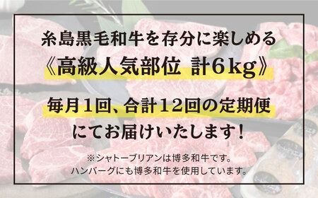 【全12回定期便】 糸島 黒毛和牛 食べ比べ セット 2人前 約 6 kg【月1回】 《糸島》 【糸島ミートデリ工房】 [ACA111] 黒毛 和牛 ヒレ サーロイン 定期 ステーキ 焼肉 BBQ すき焼 しゃぶしゃぶ