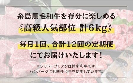 【全12回定期便】 糸島 黒毛和牛 食べ比べ セット 2人前 約 6 kg【月1回】 《糸島》 【糸島ミートデリ工房】 [ACA111] ランプ シャトーブリアン サーロイン ランキング 上位 人気 おすすめ