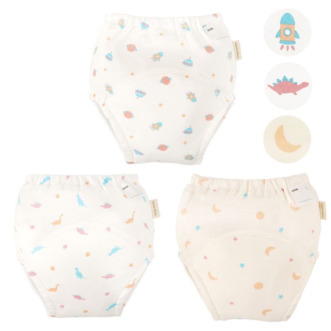 【100サイズ】「おねむうパンツ」6重トレーニングパンツ3枚セット ・A（スペース、ザウルス、ムーンスター） 141305_LA13VC02