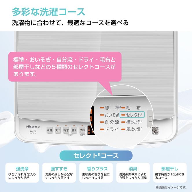 Hisense ハイセンス 洗濯機【設置費込み】7kg 1-3人用 スリム 最短14分洗濯 シャワー水流 激流洗浄 予約機能 風乾燥 部屋干し 多彩コース 簡単操作 真下排水 一人暮らし HW-G70J 人気 おすすめ 家電 送料無料  141305_KC30