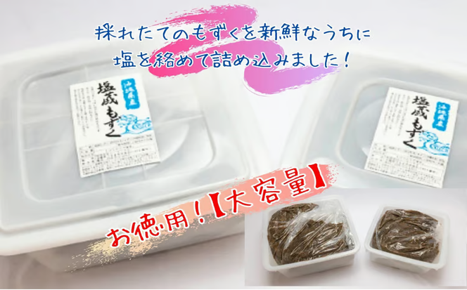 【ふるさと納税】生産量日本一！うるま市塩蔵もずく（お徳用）4.5Kg　塩漬け　もずく　塩蔵　沖縄　手軽　贈り物　冷凍　天ぷら　沖縄そば　ミネラル　海　沖縄　うるま市　勝連