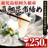 真鯛昆布締め(約250g) 鹿児島県 阿久根市 たい タイ 真鯛 魚貝 魚介 海産物 昆布〆 風味 旨味 おかず おつまみ【さるがく水産】akn028-48