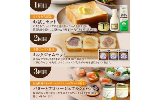 【3回定期便】パンのお供セット ノンホモ牛乳  グラスフェッドミルク ブラウンスイス牛 朝食に大活躍 牛乳 バター ジャム ミルクジャム ハスカップ 定期便_S999-0008