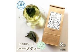 ハーブ仁淀川産 自然栽培ハーブ アップルミント ハーブティー ティーバッグタイプ ７袋入り×2個セット ティーバッグ お茶 ブレイクタイム 睡眠 リラックス プレゼント ギフト 国産【ハーブ仁淀川】 [BQBO009]
