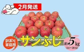 【2月発送】白熊 訳あり家庭用 サンふじ 約5kg 糖度13度【青森りんご 果物 フルーツ 食後 デザート シャキシャキ ジューシー りんごの王様 】