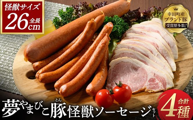 夢やまびこ豚の怪獣ソーセージセット 4種 | ソーセージ ウィンナー チョリソー ハム 夢やまびこ豚 加工肉 豚肉 セット BBQ 真空パック 冷凍