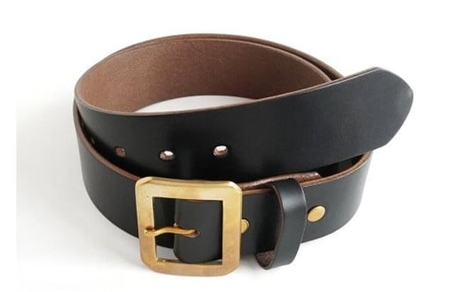 E STREET LEATHER ホーウィン・クロムエクセル 茶芯革 レザーベルト ブラック 【star006-01】