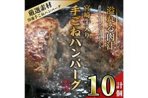 宮崎牛入りハンバーグ(140g×10個) 簡単調理 焼くだけ 和牛 宮崎牛 黒毛和牛  お肉 牛肉 豚肉 冷凍 個包装 国産 おかず 惣菜 小分け 手ごね 【AW-44】【丸正水産】