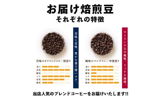 コーヒー スペシャルブレンド 苦みのキリマンジャロ＆風味のマンデリン＜深煎り2種セット＞各200g×2袋 計400g【豆のままで発送】