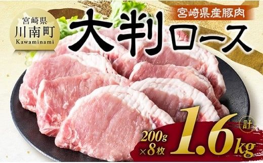 宮崎県産豚肉 大判ロース 1.6kg(200g×8枚) [ 肉 豚肉 ステーキ とんかつ 生姜焼き ][C11116]