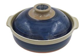 【萬古焼（ばんこやき）】8号 ルリ土鍋 セラミックコーティング 内山製陶所 【土鍋 2～3人用 セラミック 直火用 電子レンジ対応 お手入れ簡単 食洗器対応 三重県 三重 四日市市 四日市 四日市市ふるさと納税 四日市ふるさと納税】