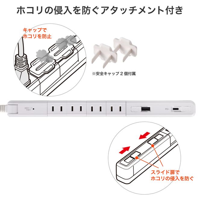 スリム回転ＵＳＢタップ　ＰＤ２０Ｗ　WB-SL4222SUC(W) 272183_AZ199