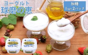 球磨の恵ヨーグルト 1kg×2パック【配送不可：沖縄、離島】 乳製品 発酵食品 朝食 間食 新鮮 生乳 とろ～り もっちり 酸味がない 加糖 2個セット 2キロ 大容量 