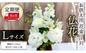【 定期便 6ヶ月 】《 仏花 》 お供え用 花束 Lサイズ 1対（2束入り） 花 生花 月命日 墓前 お墓参り [CT099ci]