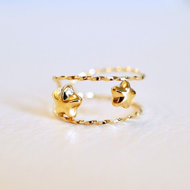 K18(18金) イエローゴールド 地金 星 イヤーカフ 保証書付 M1252 242-046