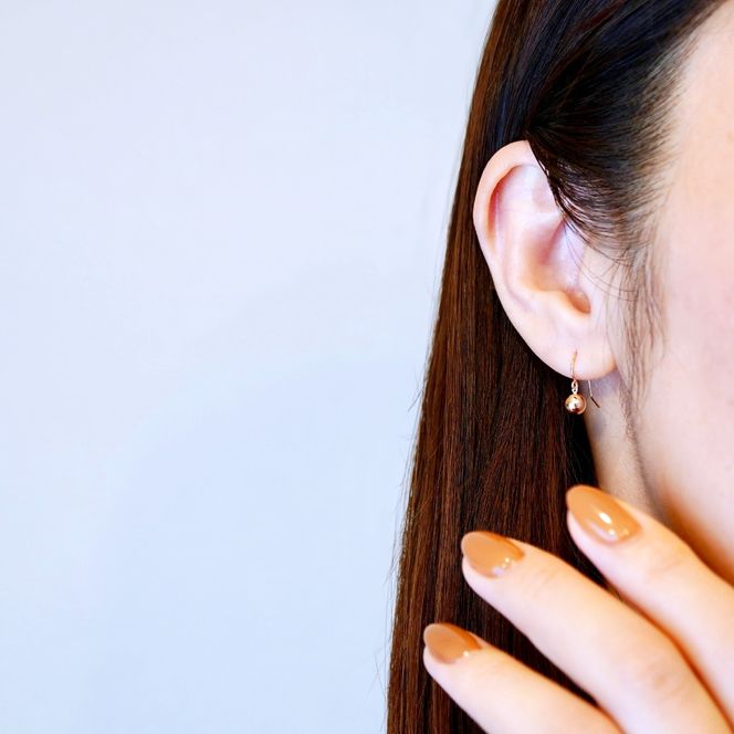 K18PG(18金) ローズゴールド 地金 ボール ピアス フックタイプ シンプル 保証書付 KO-0068 242-029-c