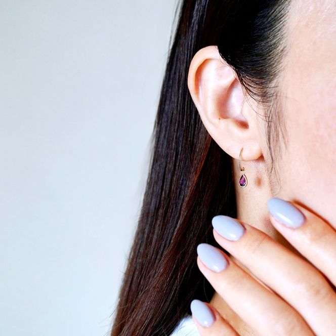 K10YG(10金) イエローゴールド 揺れる ロードライトガーネット アンティーク ピアス 保証書付 SR-2223-1 242-043-e