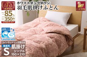 【春夏用】洗える！ 羽毛 肌掛け布団 シングル ホワイトダックダウン 85% 0.4kg 赤系 [川村羽毛 山梨県 韮崎市 20743699] 羽毛布団 布団 ふとん 羽毛 肌掛け 掛け布団 寝具 夏用 日本製 国産 抗菌防臭 無地 コインランドリー