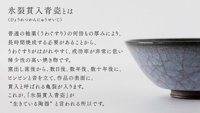 【氷裂貫入青瓷】抹茶茶碗 （小野寺裕司 作） 径13.5cm×高さ5.6cm | 茶碗 湯飲み 夫婦湯飲み 陶器 陶芸 お茶 食器 [EW39-NT]