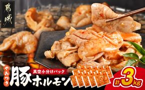 やみつき豚ホルモン!3kg!真空小分けパック!_LG8-3303_(都城市) 国産豚 ホルモン 味付き 300g 10P 3kg 小分け 真空パック おつまみ 焼くだけ 簡単調理 豚肉