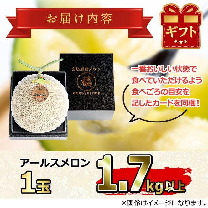 【0151110a】＜厳選極み＞マル福の高級アールスメロン(大玉1玉・1.7kg以上)メロン フルーツ 果物 果実 1キロ 数量限定 期間限定 贈答 贈り物【マル福園芸組合】
