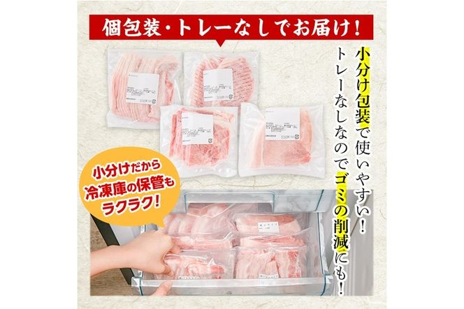 ＜お試し用＞豚肉 バラエティーパック(合計 800g ・ 4種 ) 豚バラ しゃぶしゃぶ 鍋 とんかつ ロース 小分け 個包装 豚こま 小間切れ スライス セット 詰め合わせ 冷凍 食べ比べ 国産 こま切れ 大分 ふるさと納税 【BD211】【西日本畜産 (株)】