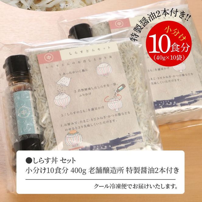 宮崎産 しらす丼 セット 小分け 10食分 400g 老舗醸造所 特製醤油付き　N065-YA175