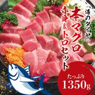 本マグロ（養殖）トロ＆赤身セット 1350g 【11月発送】【配達日指定不可】高級 クロマグロ  中トロ 中とろ 大トロ 大とろ まぐろ マグロ 鮪 刺身 赤身 柵 じゃばらまぐろ 本マグロ 本鮪【nks111B-11】