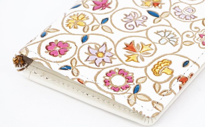 パスケース 金唐小花 文庫屋大関 名刺入れ カードホルダー 名刺ケース 名刺ホルダー カード入れ 定期入れ 定期ケース 小物 革小物 革製品 革 民芸品 日本製 東京 東京都 墨田区　お届け：発送可能時期より順次配送