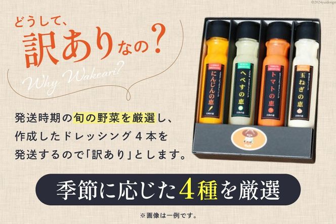 ドレッシング 訳あり 200g×4本セット [日向の恵 宮崎県 日向市 452060968] 個包装 小分け 詰め合わせ にんじん 人参 玉ねぎ トマト ごま ゴマ へべす
