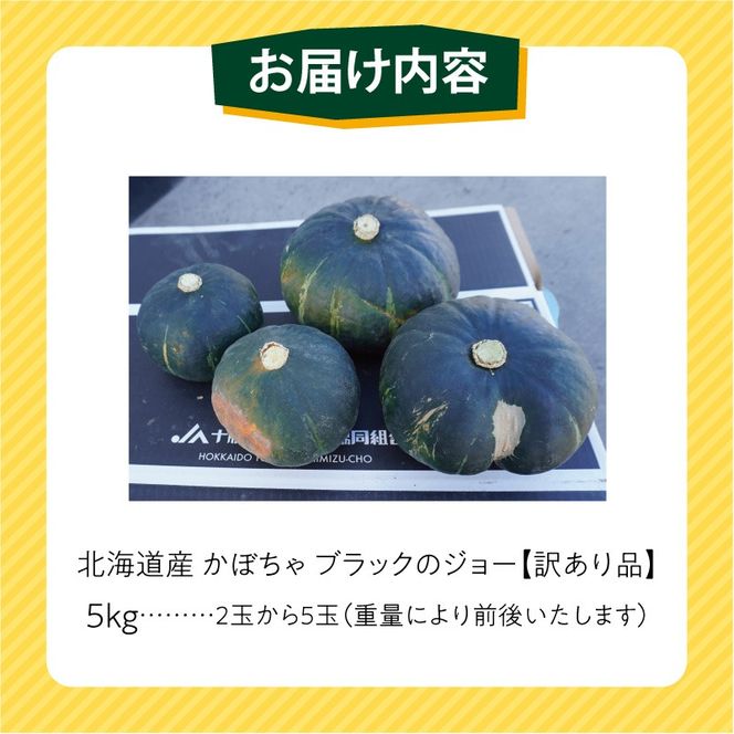 先行受付！12月頃～発送開始！北海道十勝清水町産 生産者応援！【訳あり】ホクホク！栗かぼちゃ！ブラックのジョー 5kg 北海道産 かぼちゃ カボチャ 冬至 _S021-0031