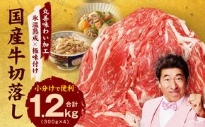 mrz0006 【TVで紹介されました！】国産牛 切り落とし 1.2kg 小分け 300g×4P【国産 牛肉 氷温熟成×極味付け 訳あり サイズ不揃い カレー 牛丼 野菜炒め 肉じゃが 家計応援】