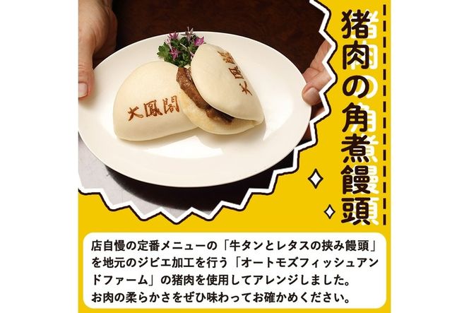 衝撃一品！中華料理 大鳳閣 猪肉の角煮饅頭 (計4個) 角煮まん 肉 ジビエ イノシシ 肉まん 中華まん パン おやつ おつまみ おかず お惣菜 冷凍 大分県 佐伯市【AB221】【柳井商店】