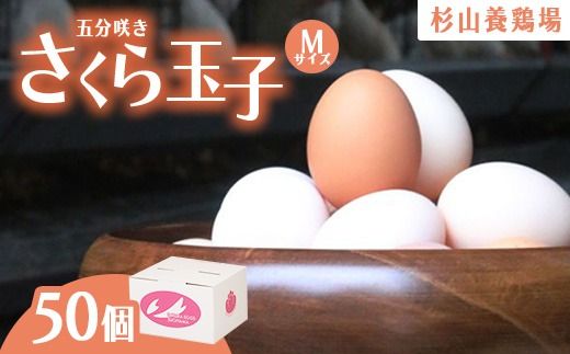 純国産鶏さくらちゃんが産んだ桜色のさくら玉子 五分咲き（Mサイズ）50個 ｜ 卵 鶏卵 たまご タマゴ 生卵 たまごかけご飯 濃厚 甘み 国産