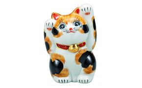 九谷焼　4号両手上げ招き猫　毛長三毛　a05 172111_CY2205