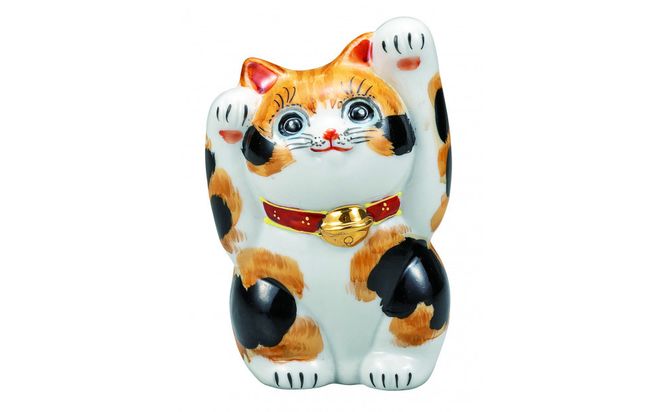九谷焼　4号両手上げ招き猫　毛長三毛　a05 172111_CY2205