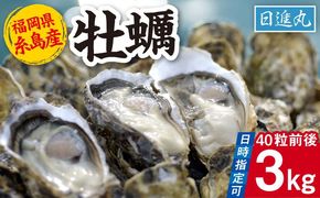 福岡県糸島産 殻付き牡蠣 加熱用 3kg(40粒前後) 糸島市 / 日進丸 牡蛎 カキ[AWA006]