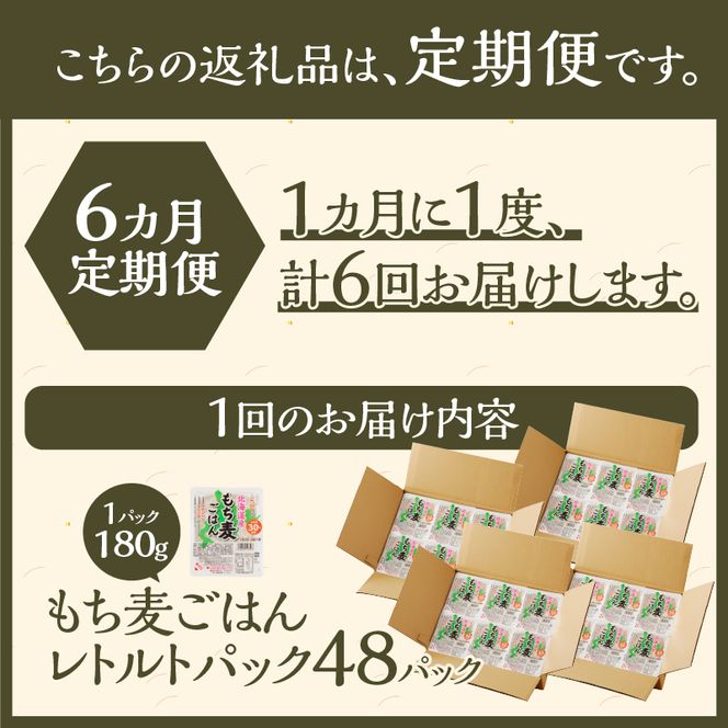 6カ月連続お届け【ごはんで腸活】もち麦ごはんレトルト48パック