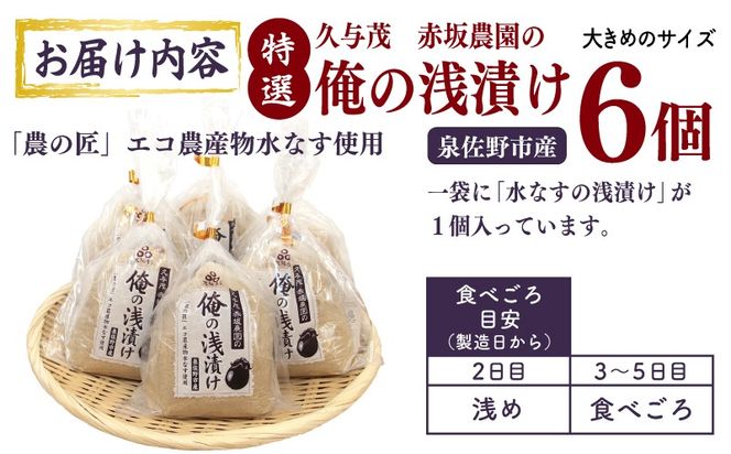 099H4486 特選 俺の浅漬け（水なす浅漬け） 6個入り【新鮮 朝採り 泉佐野産 水ナス 水茄子】