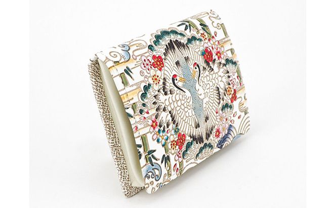 【文庫屋大関】箱まち小銭入れ　むかい鶴【皮革工芸品】 ファッション小物 財布 民芸品 