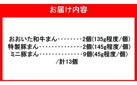 職人手作りの「おおいた和牛まん&特製豚まん&ミニ豚まん 贅沢食べ比べセット」_2564R